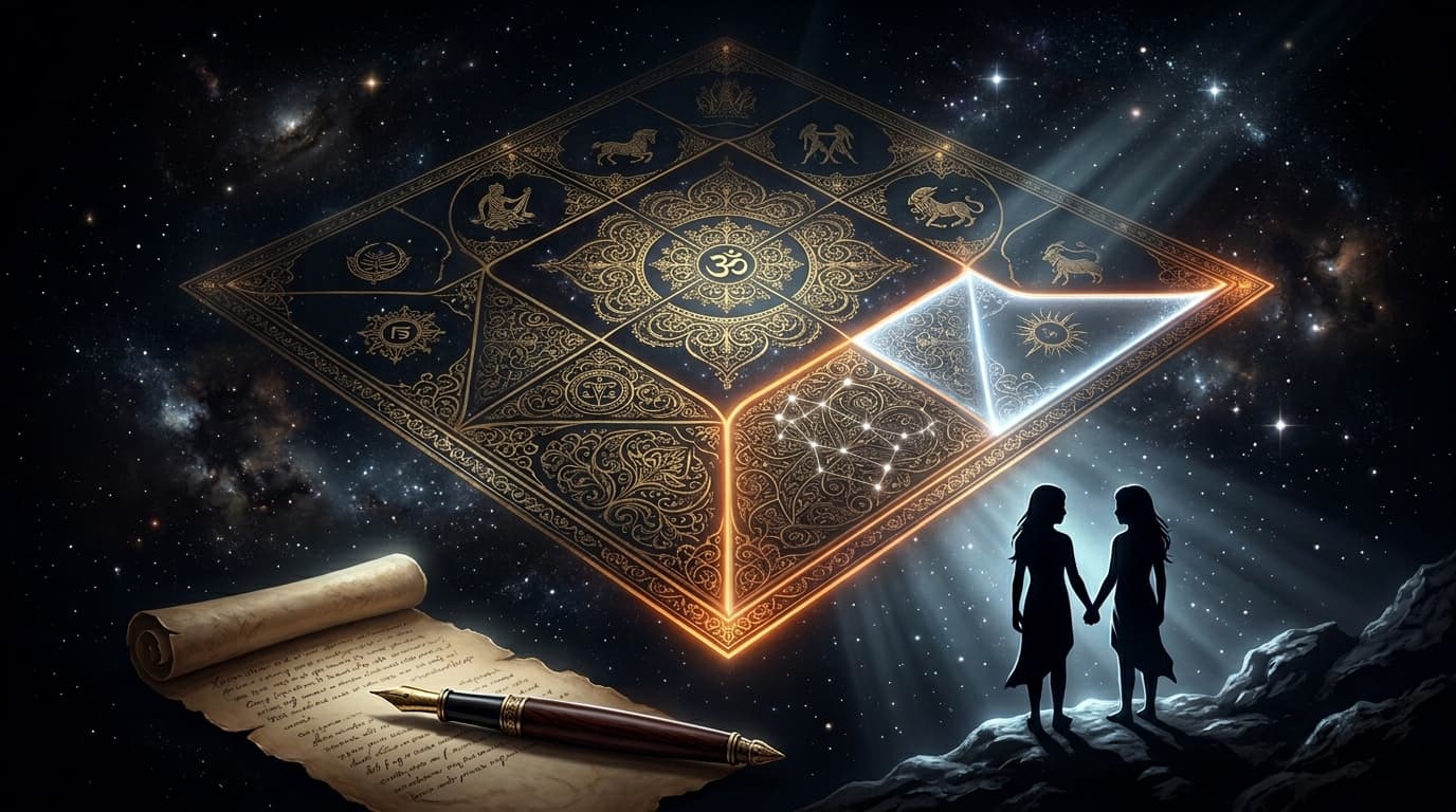 The Sahaja Bhava (3rd house) of a Vedic kundli chart glowing in silver-blue light