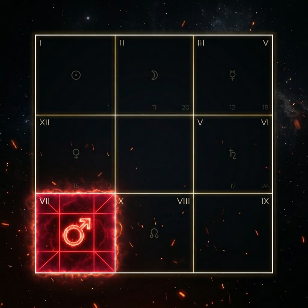 Mars Mangal Dosha kundli diagram in Vedic astrology