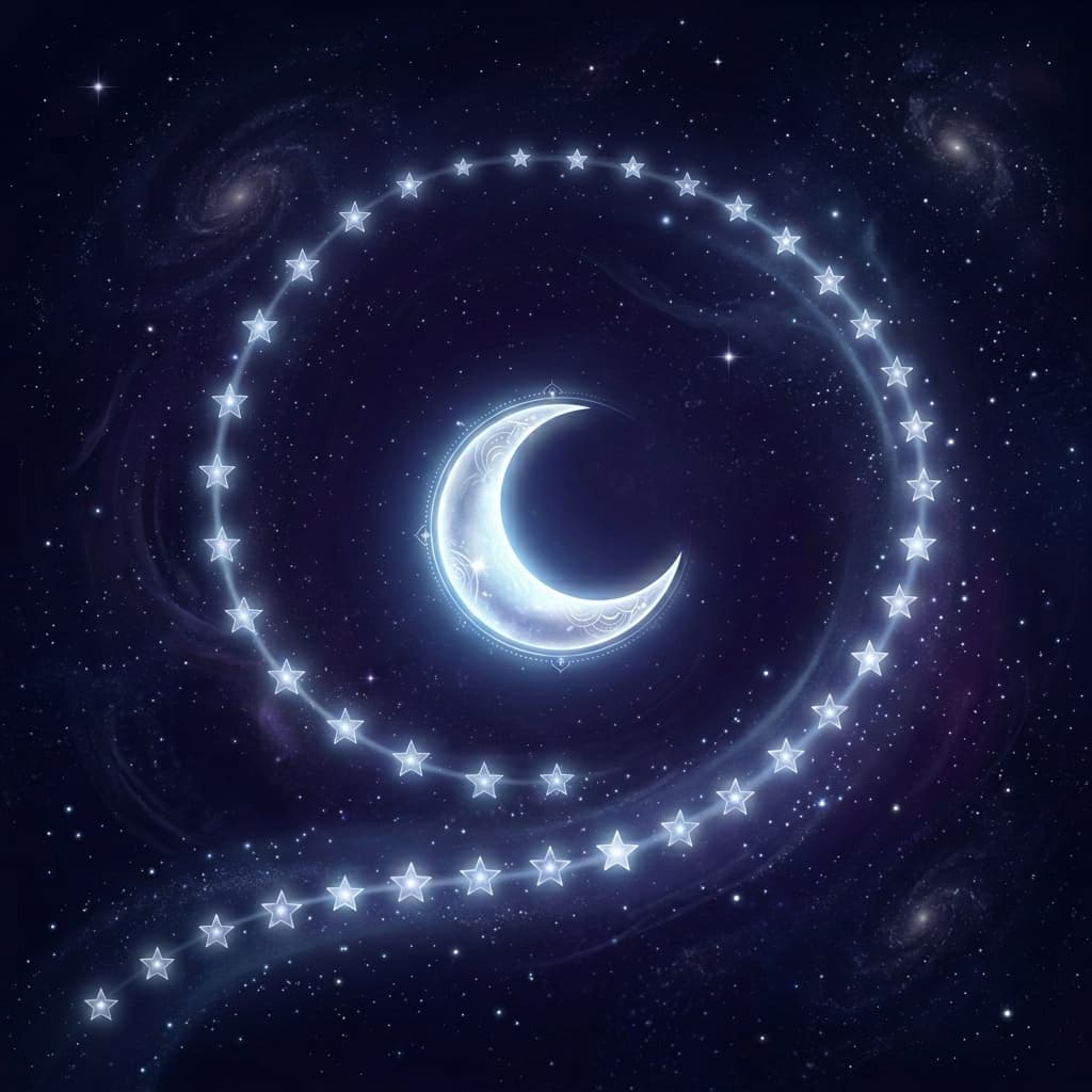 Moon passing through Nakshatra lunar mansion in Vedic astrology