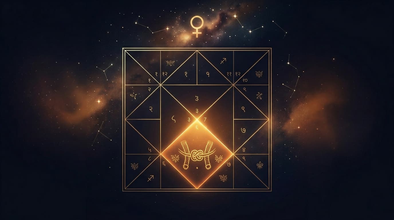 7th house in Vedic kundli chart with glowing saptam bhav
