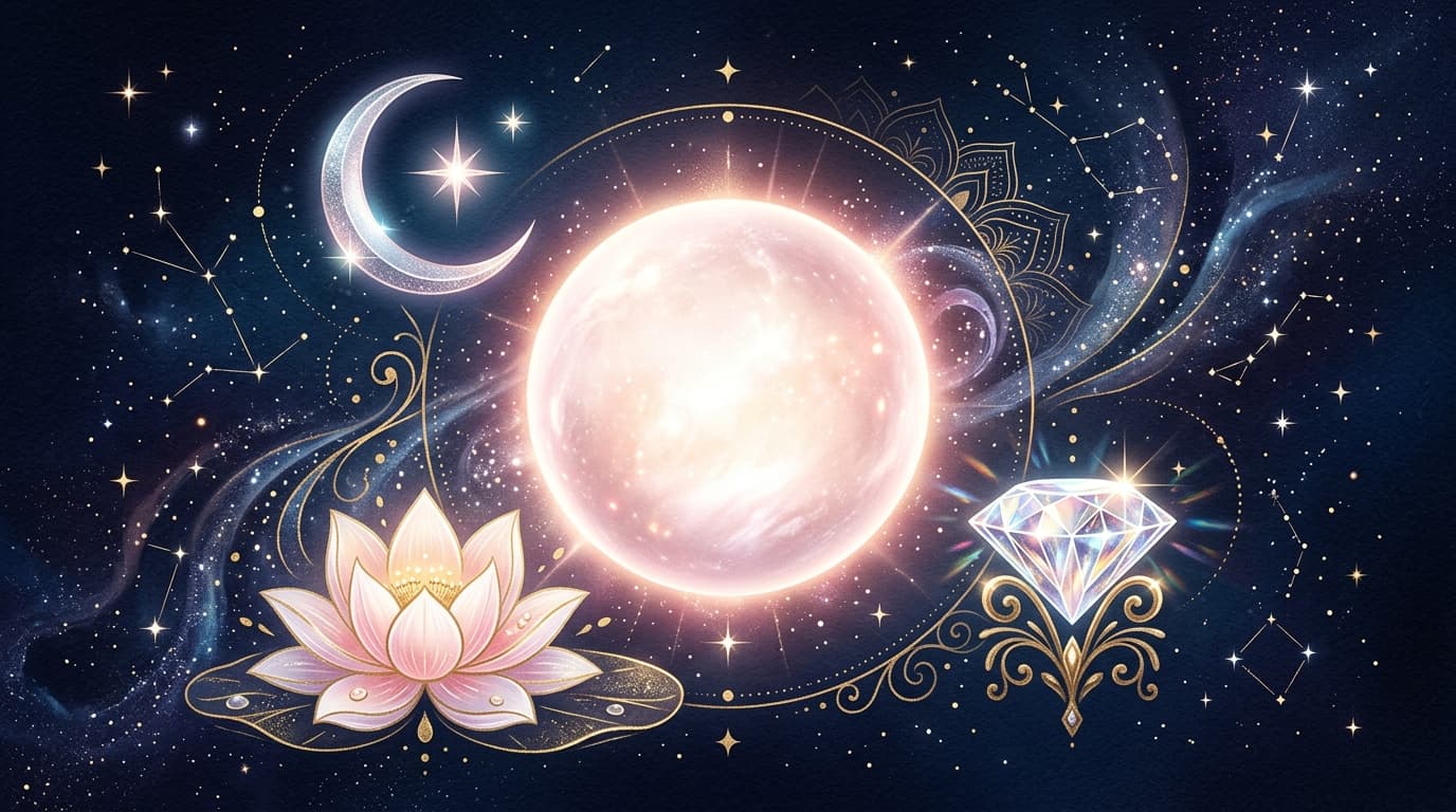 Planet Venus (Shukra) in Vedic astrology with diamond lotus and crescent symbols